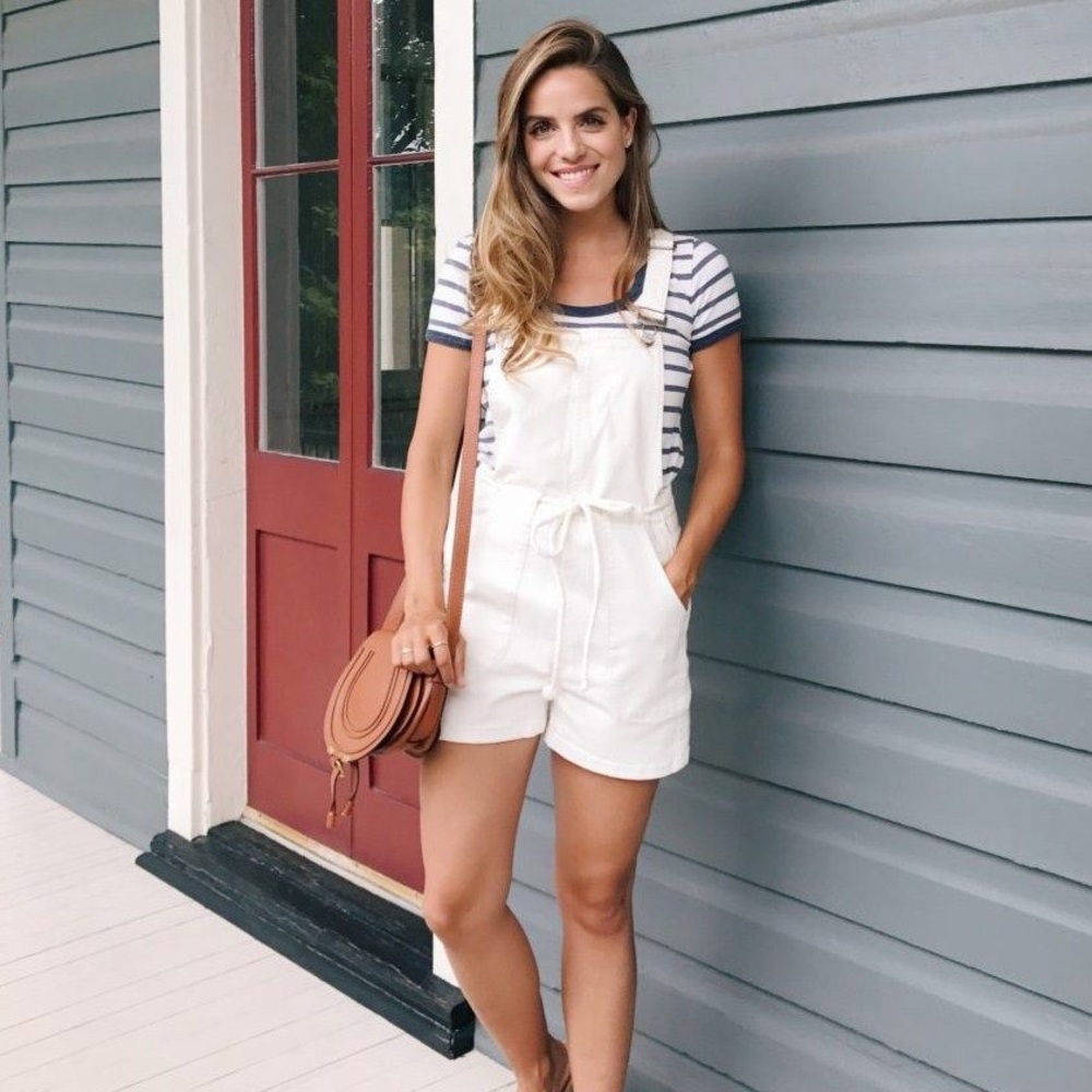 Madewell belted white shorteralls, NWOT